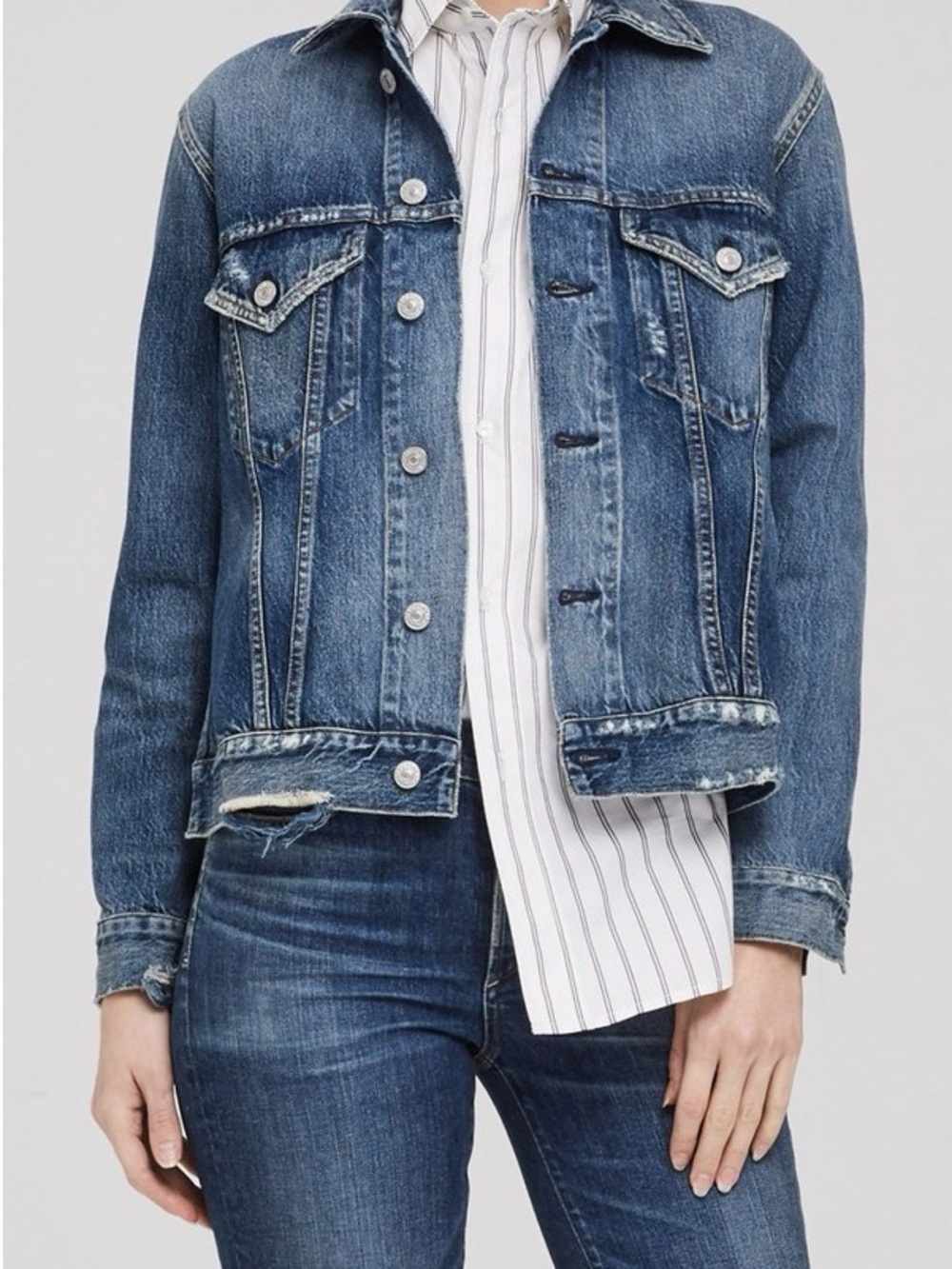 Citizens of Hunanity Distressed denim jacket NWOT size XS